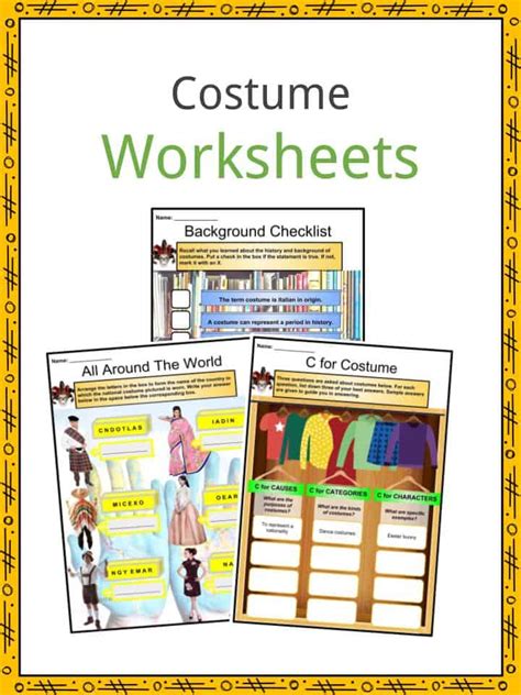 Costume Facts Worksheets Halloween And Background For Kids