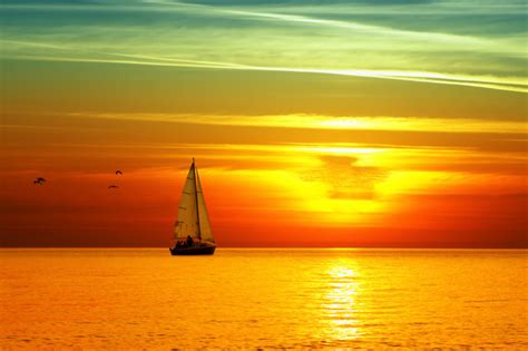 Yacht Sunset Sail Bright Sea Photo 3136 Hd Stock Photos