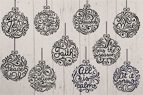 Christmas Round Ornaments II- 10 SVG cut files (1019097