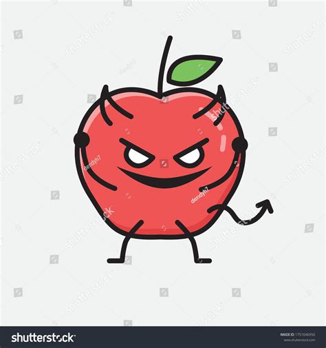 Illustration Cute Apple Fruit Mascot Vector Stock Vector Royalty Free