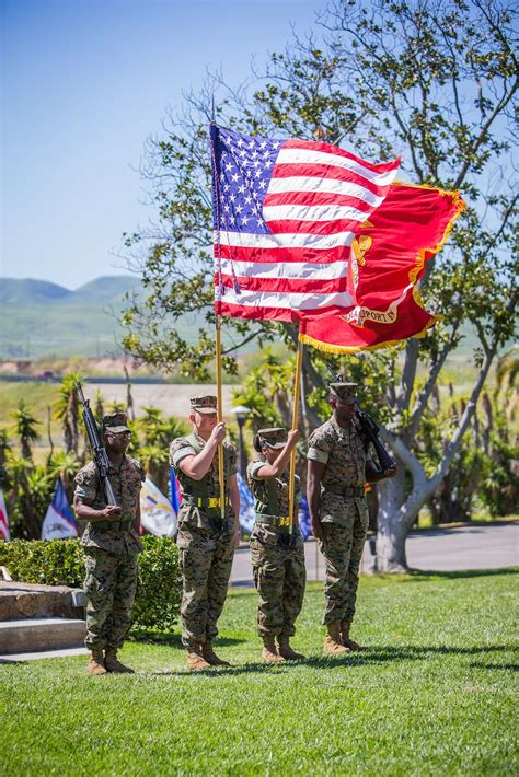 A Us Marine Corps Color Guard With Headquarters And Nara And Dvids