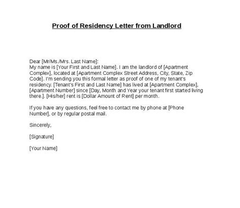 Letter To Show Proof Of Residency Database Letter Templates