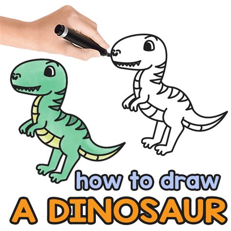 How To Draw A Dinosaur Step By Step Drawing Tutorial Easy Peasy And Fun
