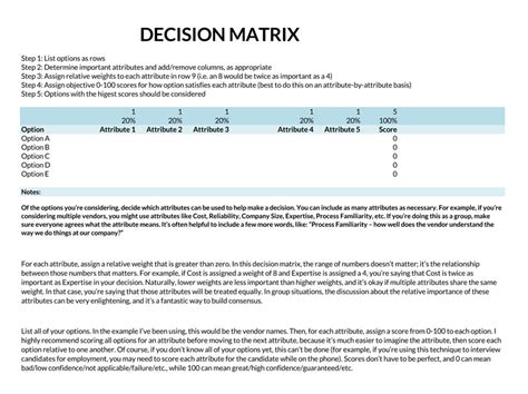 26 Professional Decision Matrix Templates Word Excel