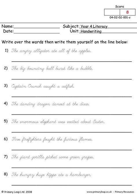 English cursive handwriting practice book pdf. Year-4: Literacy: Handwriting-skills Printable Resources ...
