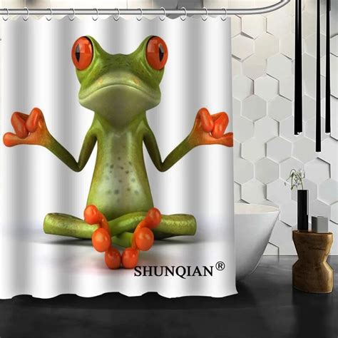 Custom Frog Shower Curtain High Quality Bathroom Accessories Polyester Fabric Curtain With Holes