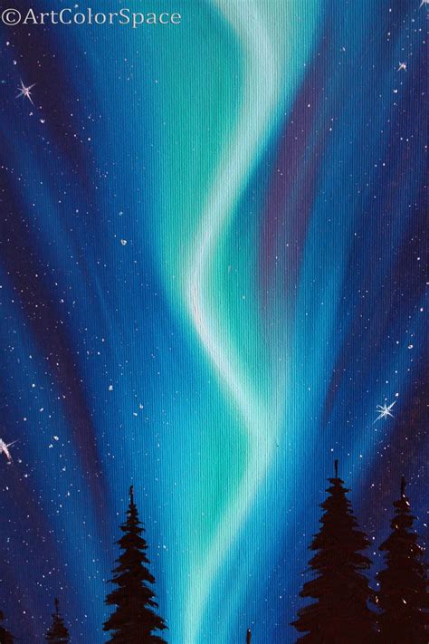 Northern Lights Art Galaxy Painting Aurora Borealis Oil Painting On Canvas Northern Lights Art