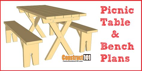 Measurements are in imperial units. Picnic Table Plans Detached Benches - Free PDF Download