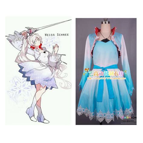 2016 Rwby Weiss Schnee Cosplay Costume Party Dress Snow White Rwby Weiss Costume In Anime