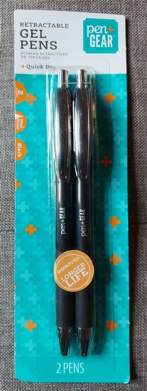 Pen Gear Retractable 07mm Gel Pens Black Ink Pack Of 2 Brand New Ebay