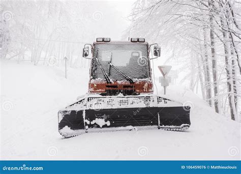 Snowy Snow Plow Stock Photo Image Of Machine Roads 106459076