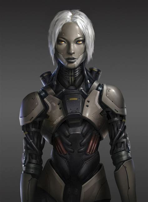 Female Robot Cyberpunk Character Cyborgs Art