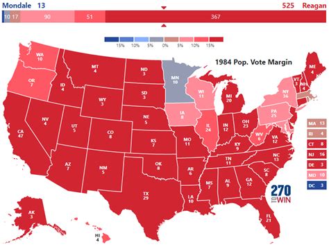 Reagan Electoral Map 1984 Map Of The Usa With State Names