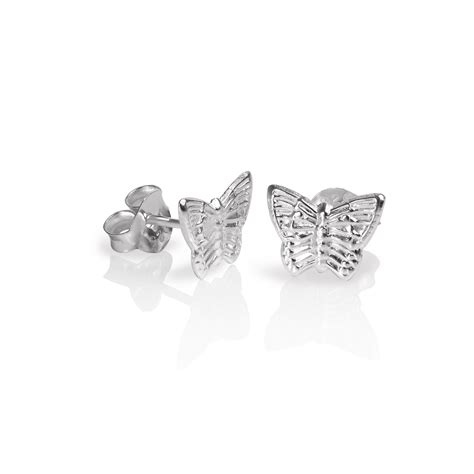 Sterling Silver Flat Butterfly Stud Earrings 5055728536589 Ebay