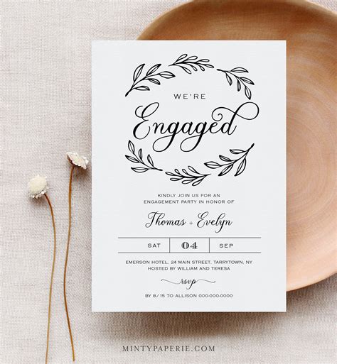 Engagement Invitation Template Printable Simple Wedding Engagement