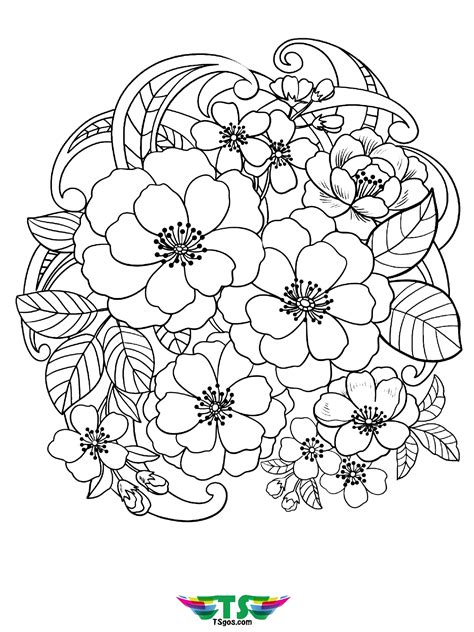 Free Printable Beautiful Flowers Coloring Page For Kids