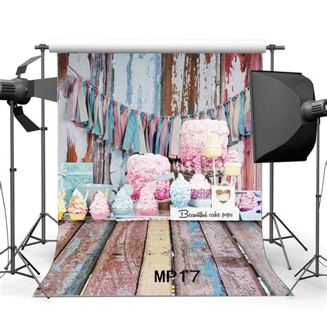 Mohome Polyster 5x7ft Happy First Birthday Backdrop Beautiful Cupcakes