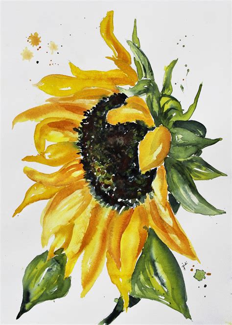 Sunflower Drawing Sunflower Art Watercolor Sunflower Easy Watercolor