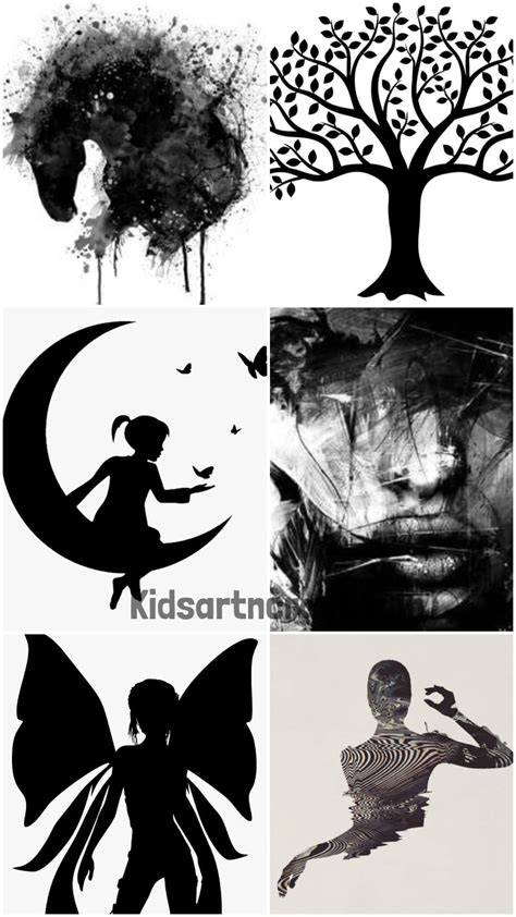 Black And White Silhouette Paintings Kids Art And Craft
