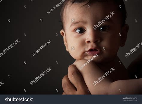 Close Portrait Surprised Indian Baby Boy Stock Photo 284204054