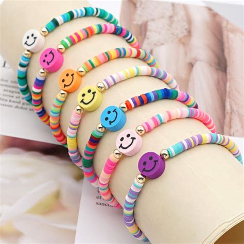 50pcs Mixed Color Smiley Face Beads Polymer Clay Disc Beads Etsy