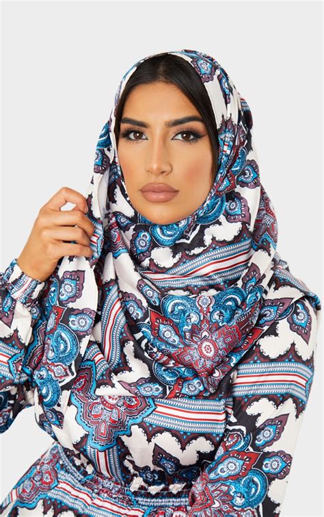 Blue Paisley Print Head Scarf Accessories Prettylittlething Aus