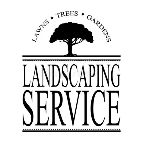 Landscaping Service Sign Vector with Black Tree Silhouette Stock Vector