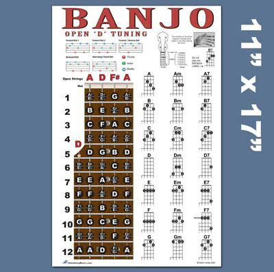 String Banjo Chord Poster Open D Tuning Chords Chart Plucky Backwoods