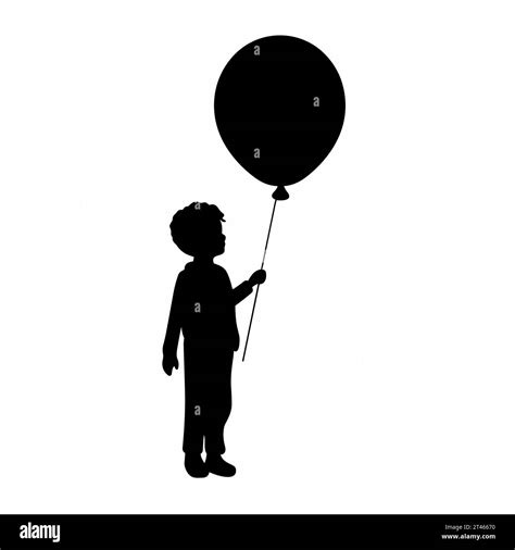 Boy Holding Balloon Silhouette Boy Holding Balloon Black Icon On White