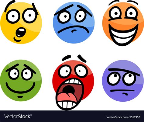 Emoticon Or Emotions Set Cartoon Royalty Free Vector Image