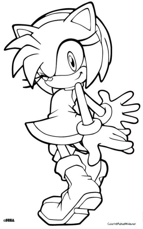 Amy Rose In Sonic Coloring Page Printable Boyama
