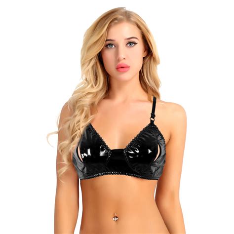 Open Cup Womens Shelf Bra Cupless Underwear Faux Leather Bustier Exposed Breasts Ebay