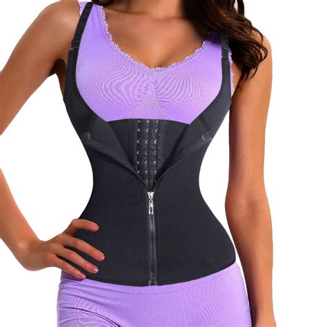 Women Waist Trainer Strap Corset With Zipper 3 Hook Tummy Control Vest