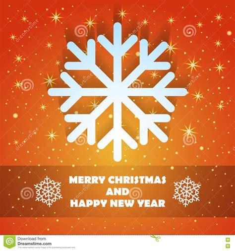Christmas And New Year Greeting Card With Snowflake Stock Vector