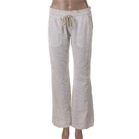 Roxy Womens Oceanside White Linen Wide Leg Casual Pants S Bhfo 8499 Ebay