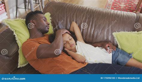 African American Father And Daughter Sleeping In Sofa Stock Video Video Of Apartment Holidays