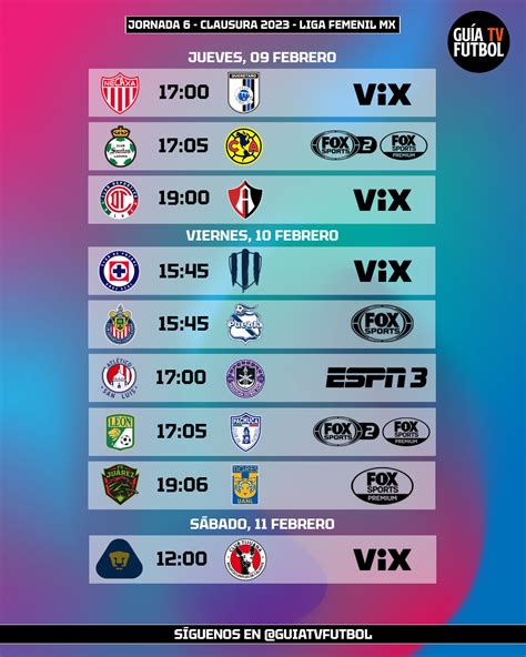 Jornada Liga MX Femenil Clausura Fútbol En Vivo México Guía TV Liga MX