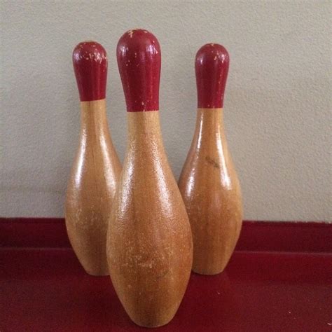 Vintage Wood Bowling Pins Small Wood Bowling Pins Set Of Three