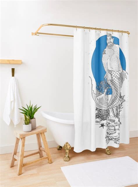 Hunky Merman Shower Curtain Bath Mat Towel Gay Bathroom