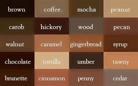Color Name Brown Beschreibende Wörter Haarfarben Namen Farblehre