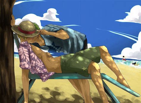 Zosan Zoro Sanji Beach Kiss Casais Rom Nticos De Anime One Piece