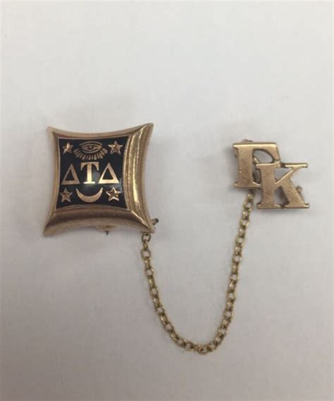 Delta Tau Delta 10k Yellow Gold Enameled Fraternity Pin With Gamma