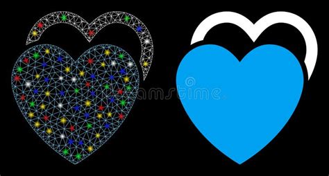 Flare Mesh Wire Frame Love Hearts Icon With Flare Spots Stock Vector Illustration Of Love