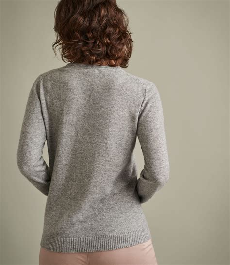 Grey Marl Womens Pure Cashmere V Neck Jumper Woolovers Au