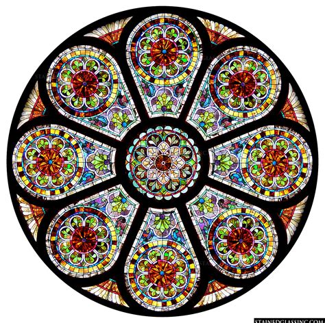 Intricately Detailed Rose Window Stained Glass Window