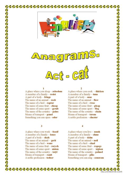 Anagrams English Esl Worksheets Pdf And Doc