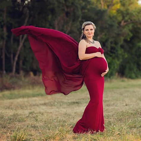 Mercerized Cotton Encrypted Pearl Yarn Maternity Dress Photography Props Long Dresses Pregnant