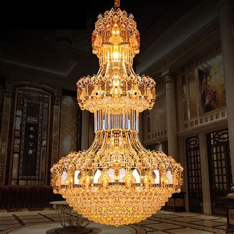 Large Led Modern Crystal Chandelier Lustre K9 Gold Crystal Chandelier