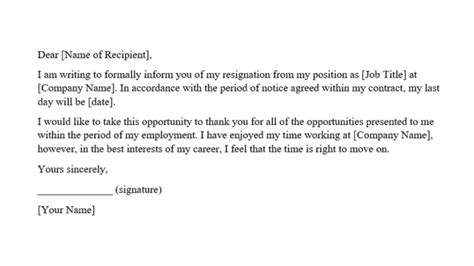 Resignation Letter Templates Letter Of Notice Samples Serfu