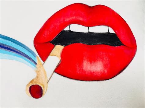 Smoking Lip Abstract Acrylic Painting Lip Smoking Painting Etsy
